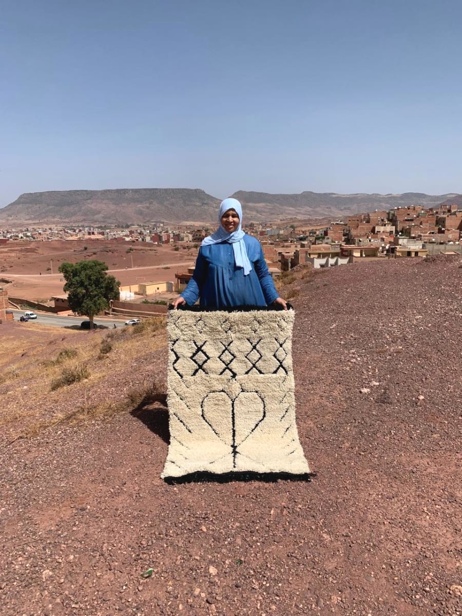  Beni Ourain Rug  Black, White Morocco