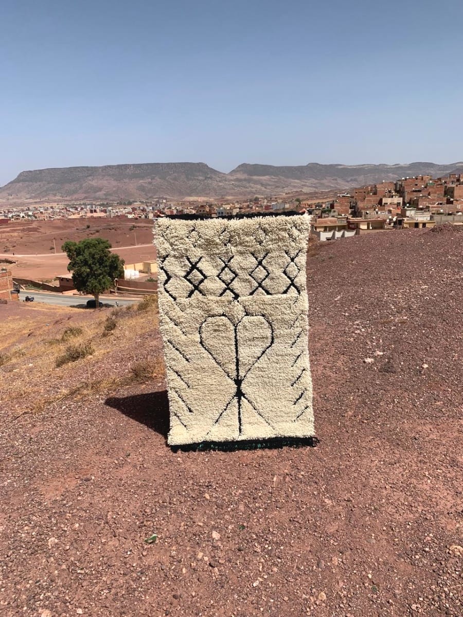  Beni Ourain Rug  Black, White Morocco