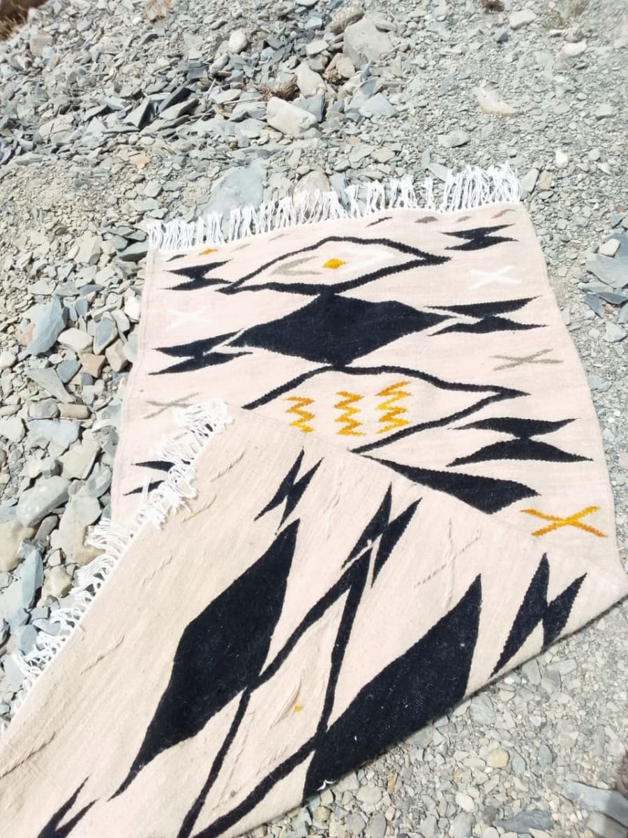  Flatweave Cotton Thread Orange, Black Morocco