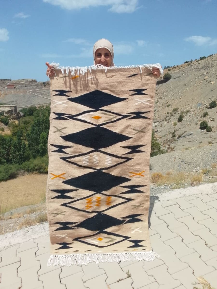  Flatweave Cotton Thread Orange, Black Morocco