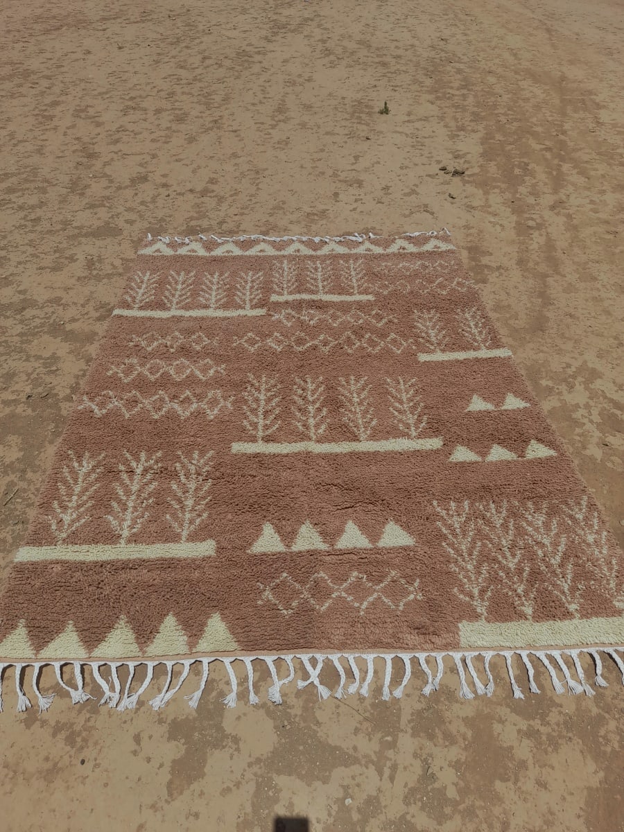  Rug   Pink, White Morocco