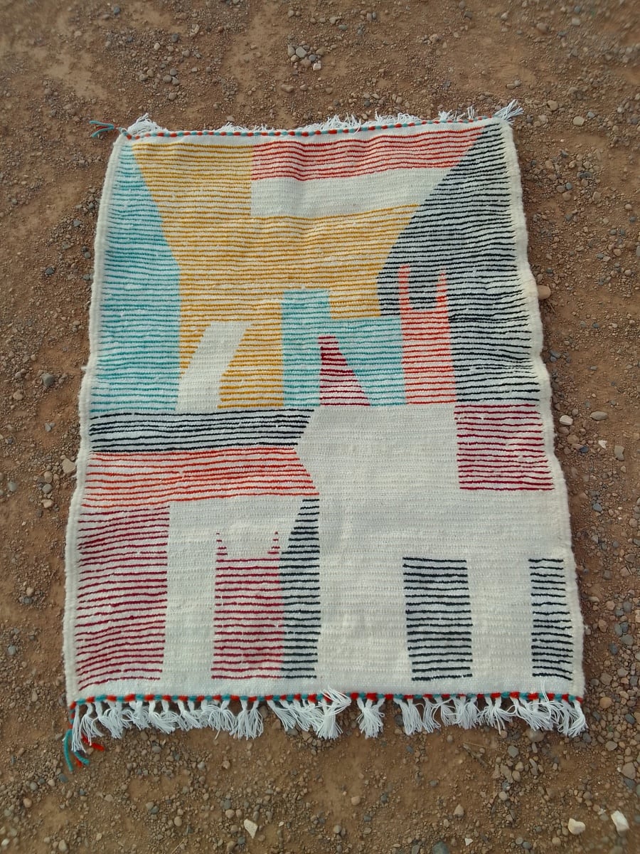  Pile Knot Rug Wool Threads Colored Morocco