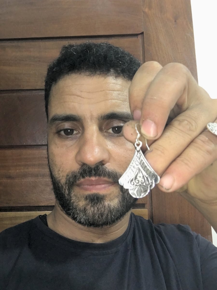  Earrings 800 Tiznit Silver Black, White Morocco