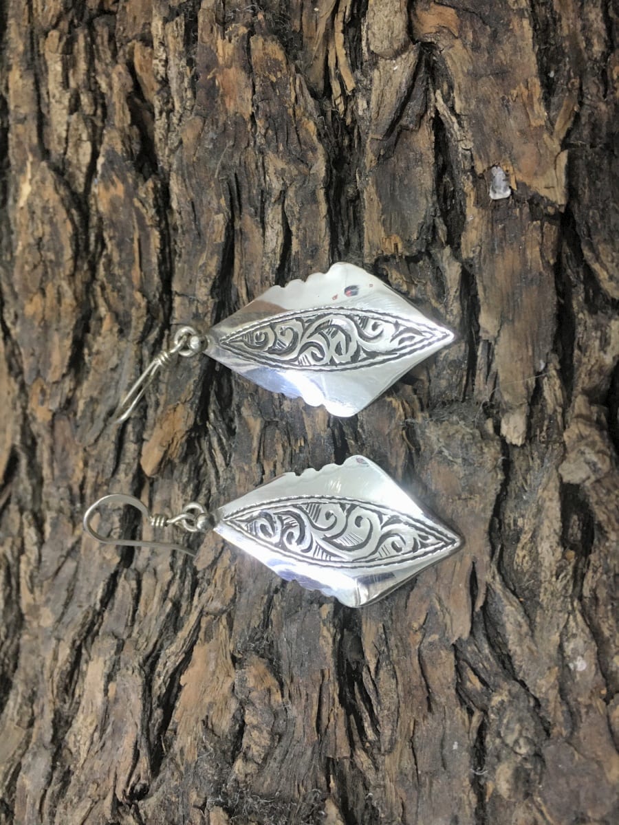  Earrings 800 Tiznit Silver Black, White Morocco