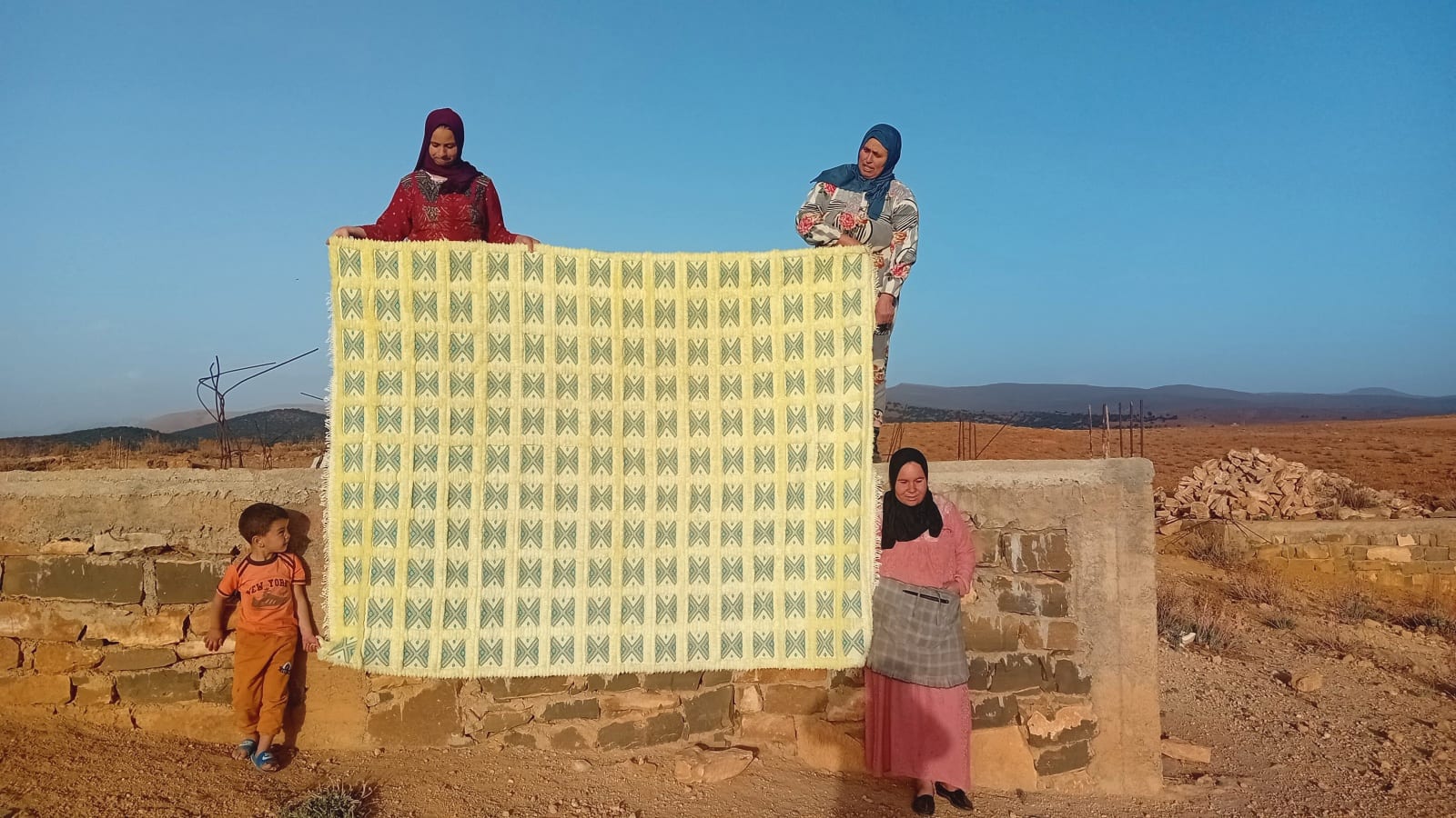  Handmade Rug  Blue, Grey Morocco