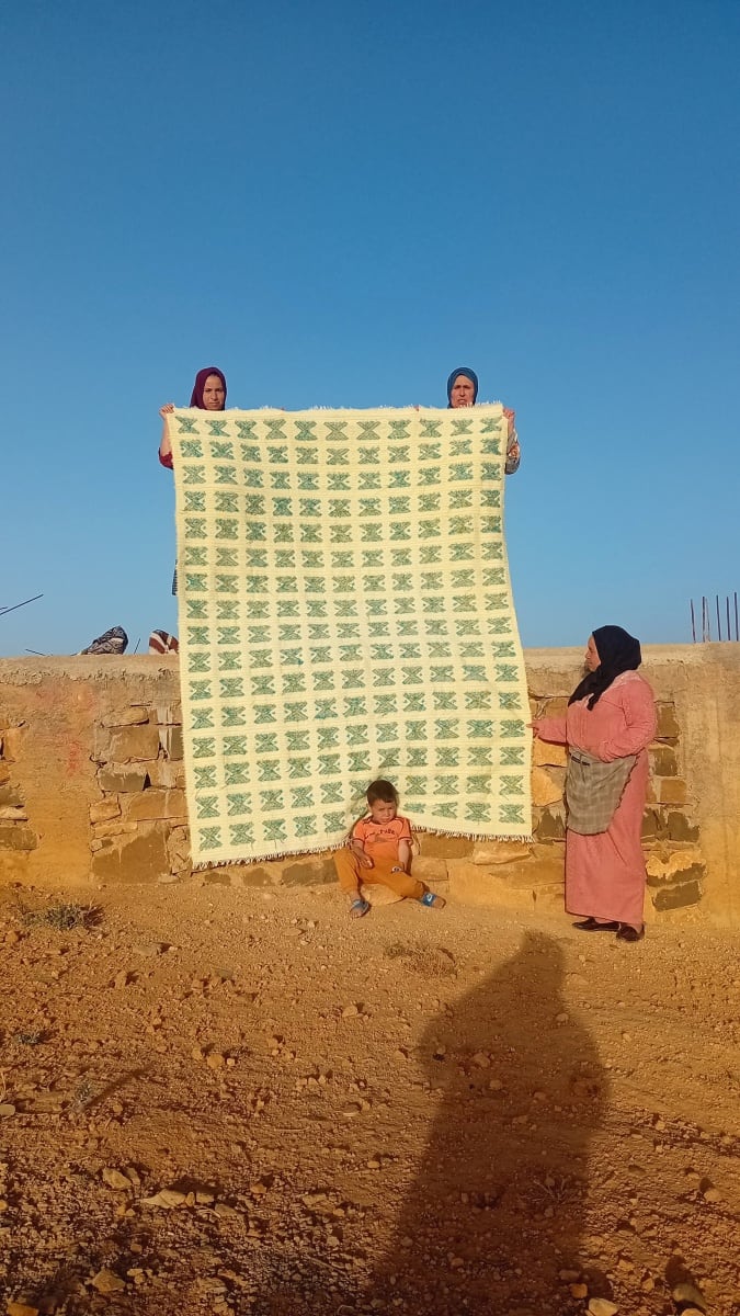  Handmade Rug  Blue, Grey Morocco
