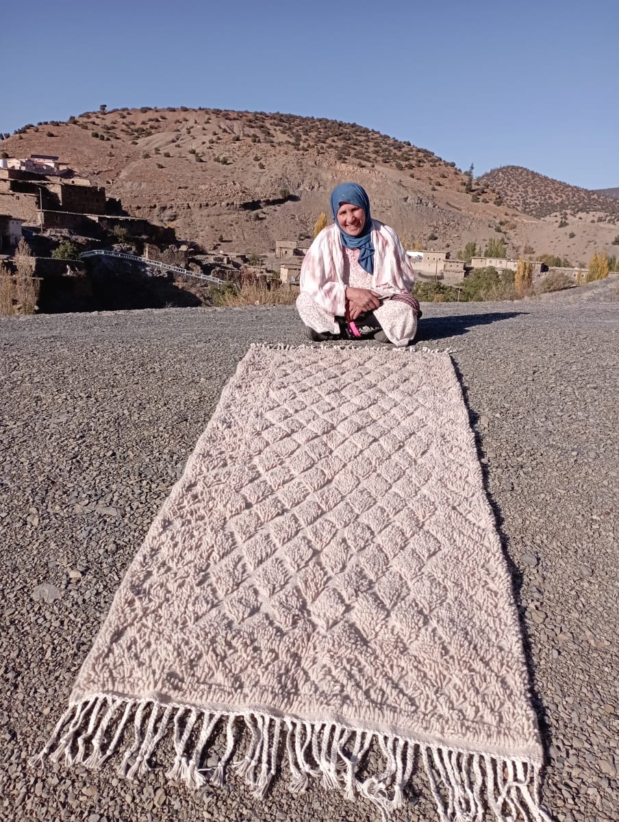  Beni-Ourain Cotton Thread White Morocco