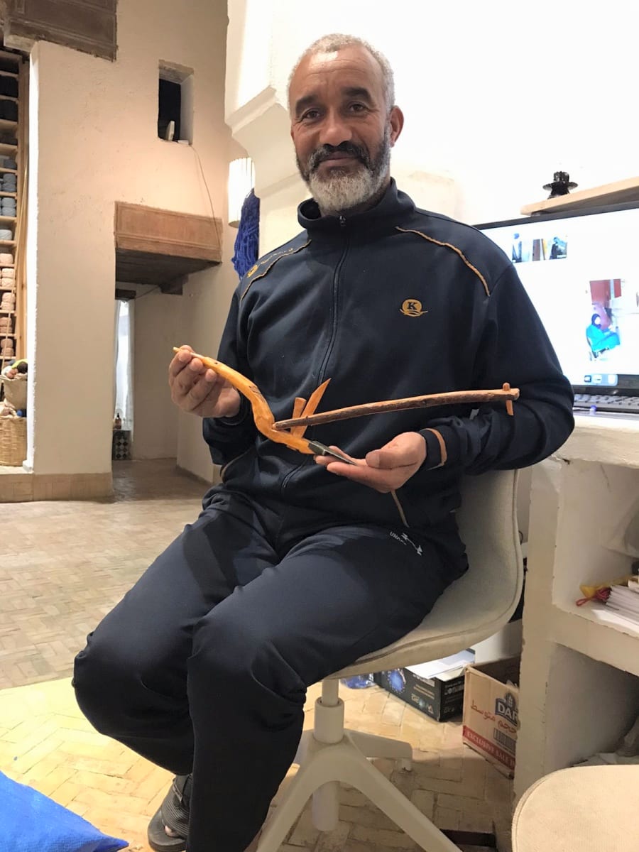  Wooden plow Tin and Wood Yellow, Brown Morocco