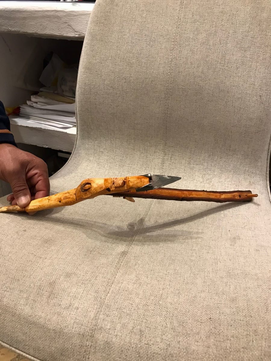  Wooden plow Tin and Wood Yellow, Brown Morocco