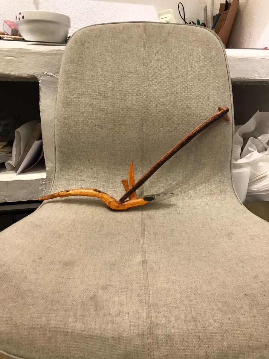  Wooden plow Tin and Wood Yellow, Brown Morocco