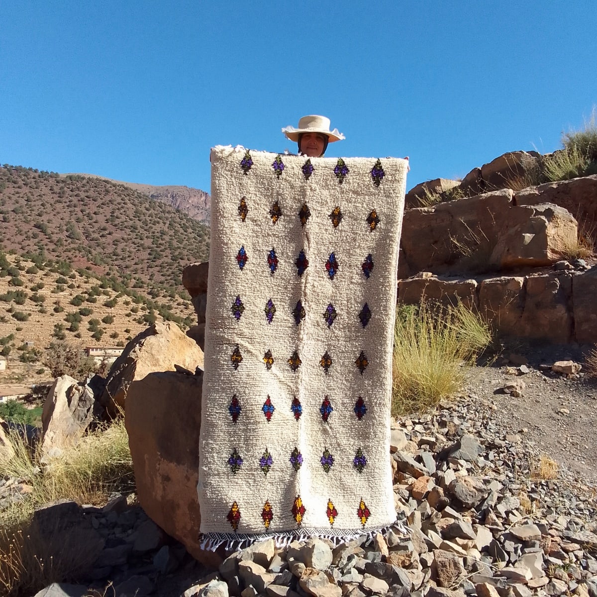  Beni Ourain Rug Wool  and Thread Colored Morocco