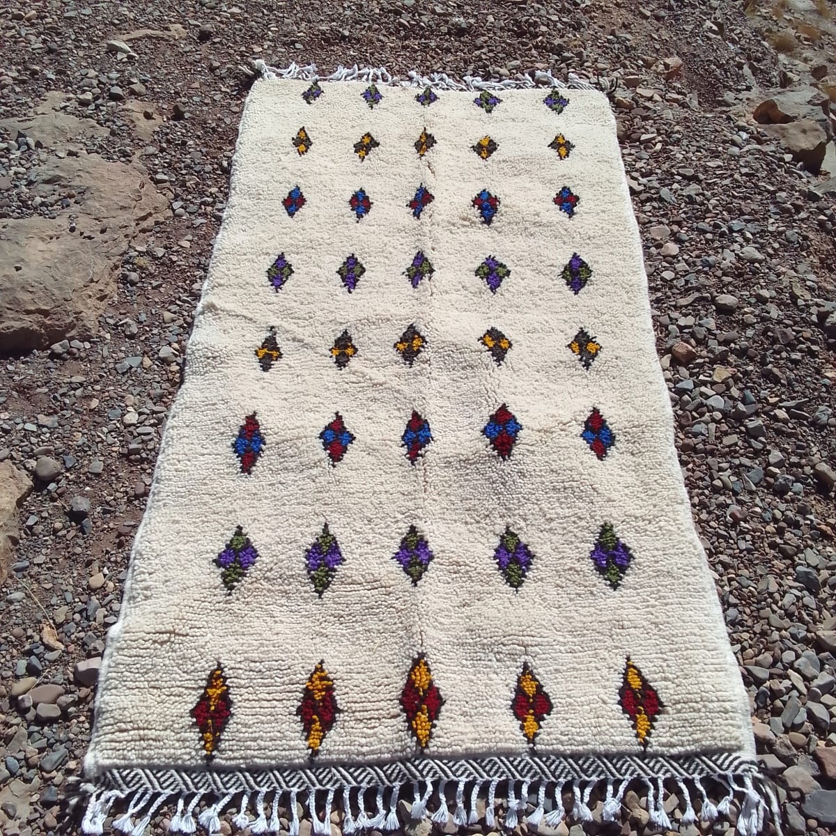  Beni Ourain Rug Wool  and Thread Colored Morocco