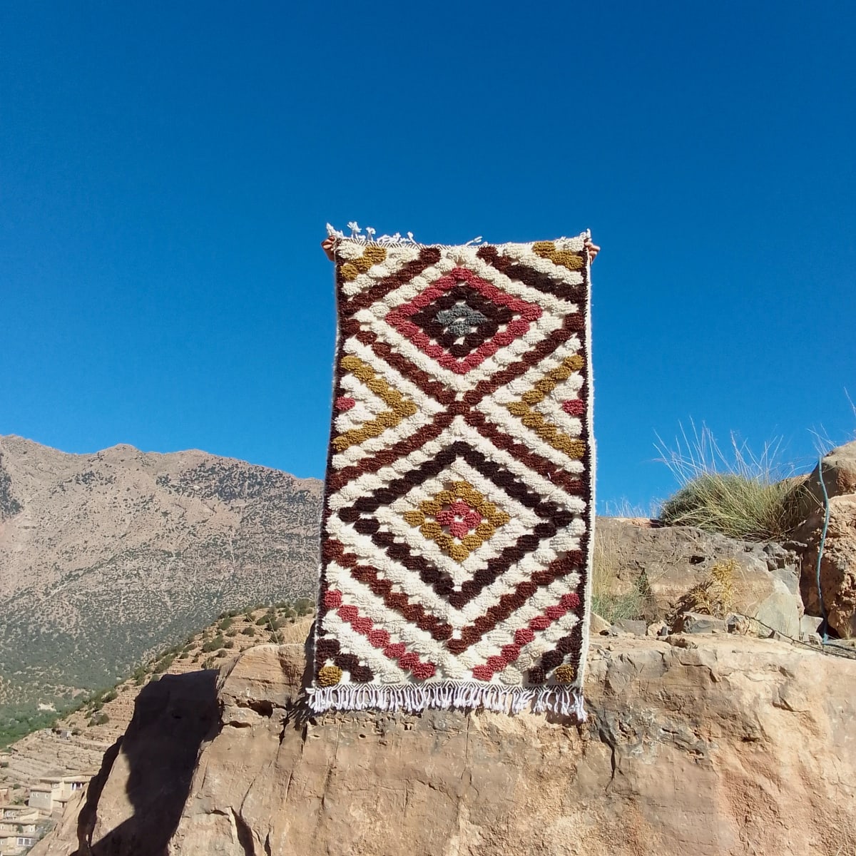  Beni Ourain Rug Wool  and Thread Colored Morocco