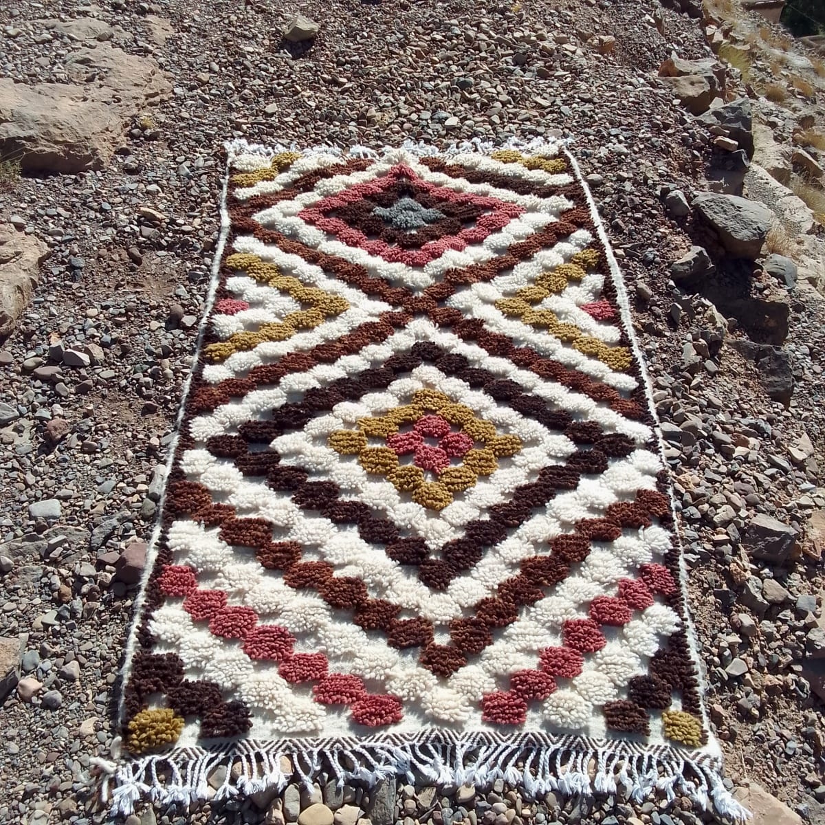  Beni Ourain Rug Wool  and Thread Colored Morocco