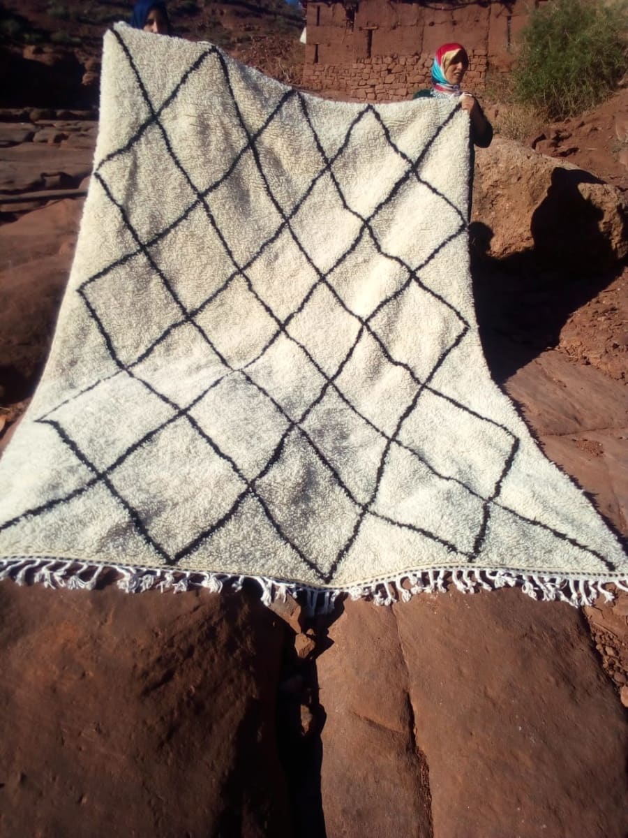  Azilal Rug Wool Black, White Morocco