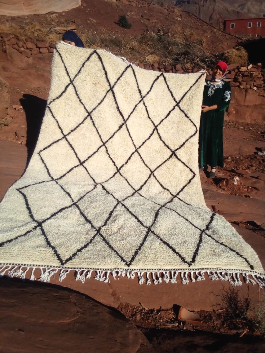  Azilal Rug Wool Black, White Morocco