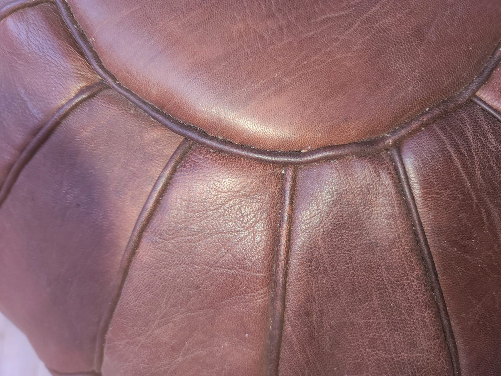 Pouf leather and Sabra silk Brown Morocco
