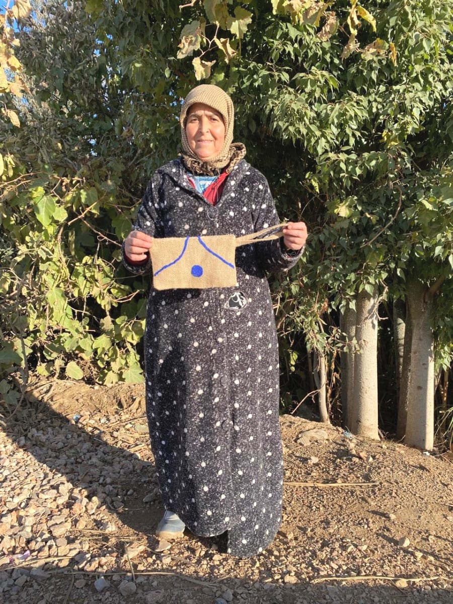  Emboidered wallet  Blue, Brown Morocco