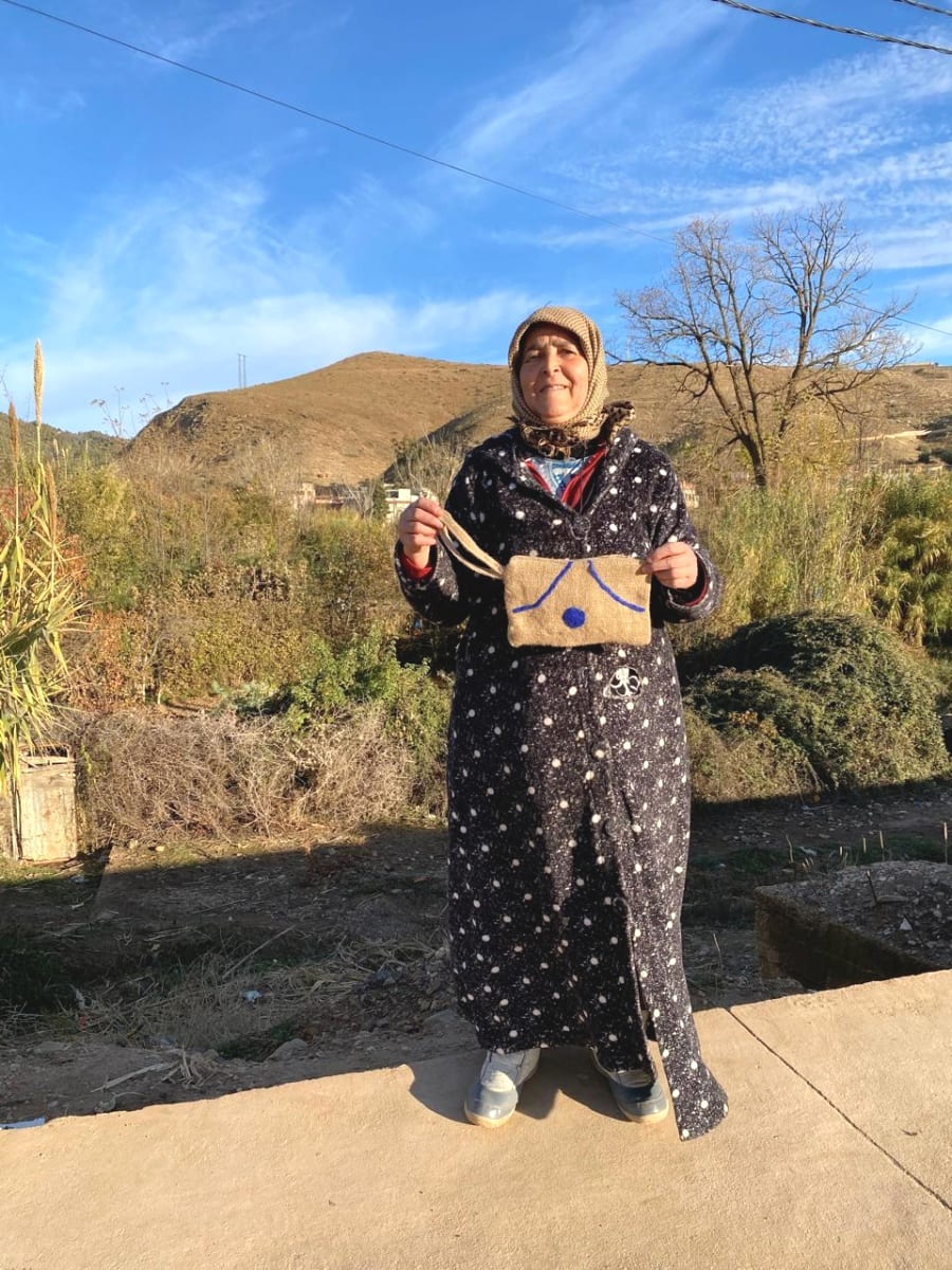  Emboidered wallet  Blue, Brown Morocco