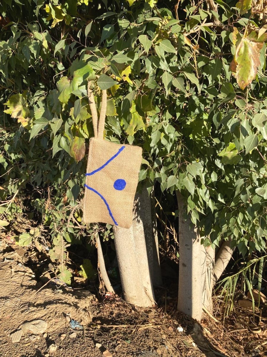  Emboidered wallet  Blue, Brown Morocco