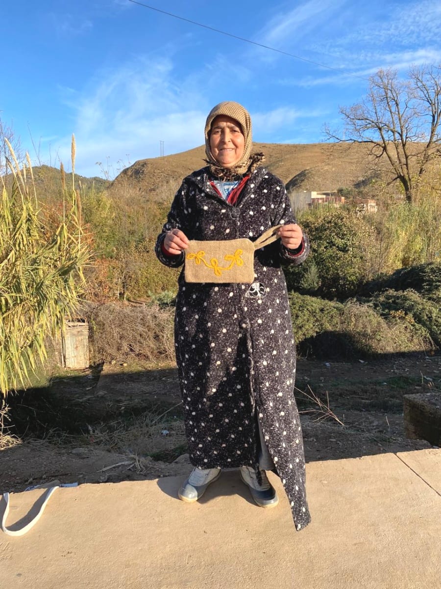  Emboidered wallet  Yellow, Brown Morocco