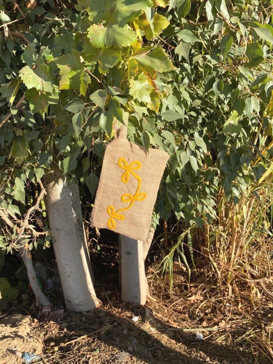  Emboidered wallet  Yellow, Brown Morocco