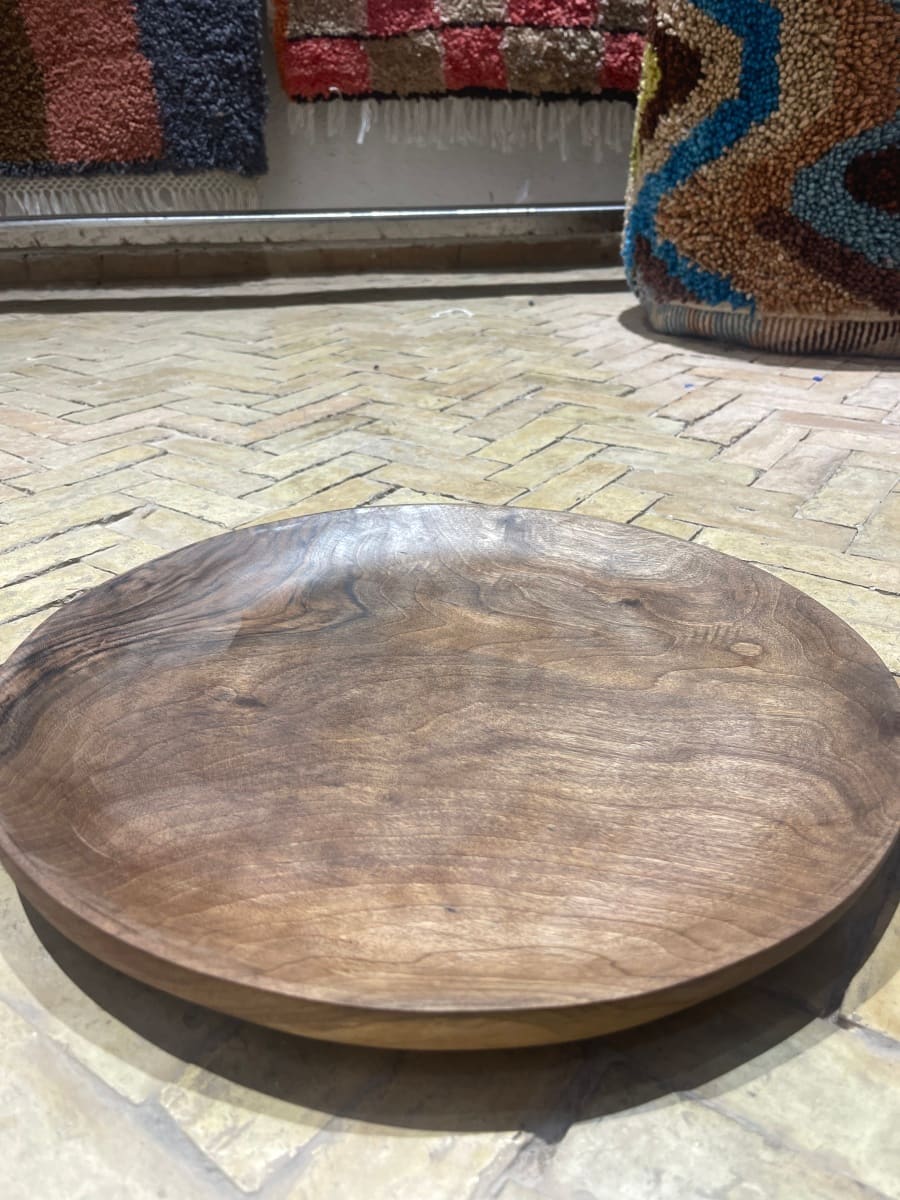  Hand Carved Bowl Walnut Wood Brown Morocco