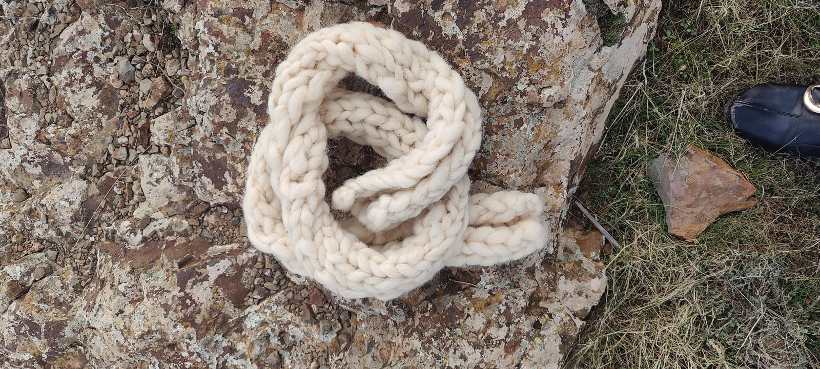  Handmade Wool Poncho Tadout - Wool White Morocco