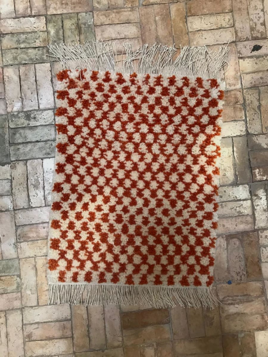  Pile Knot Rug  Orange, White Morocco