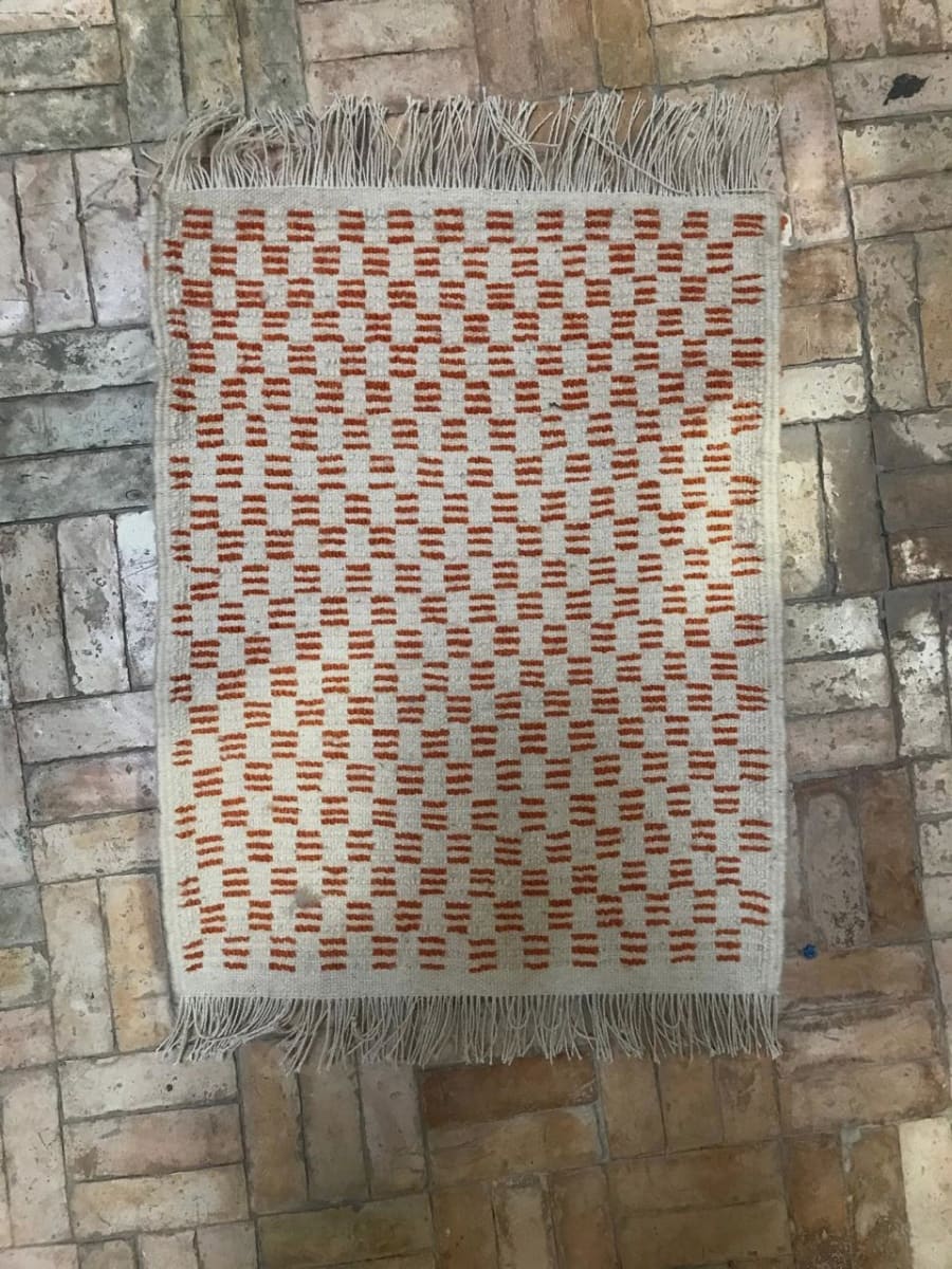  Pile Knot Rug  Orange, White Morocco