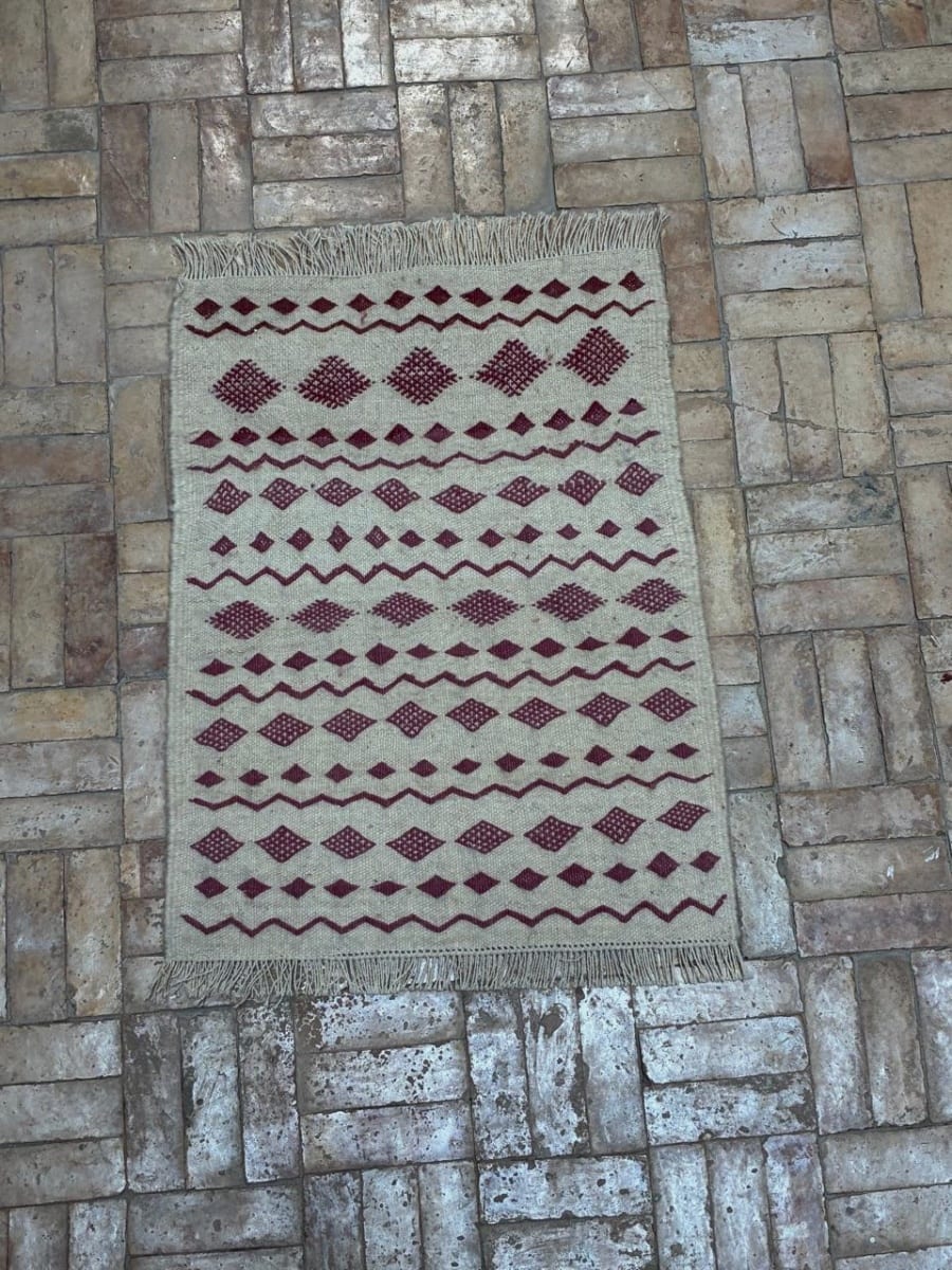  Btaniya Rug Tadout - Wool Pink, White Morocco