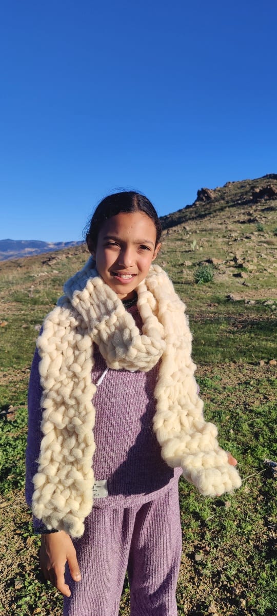  Handmade Wool Poncho Tadout - Wool White Morocco