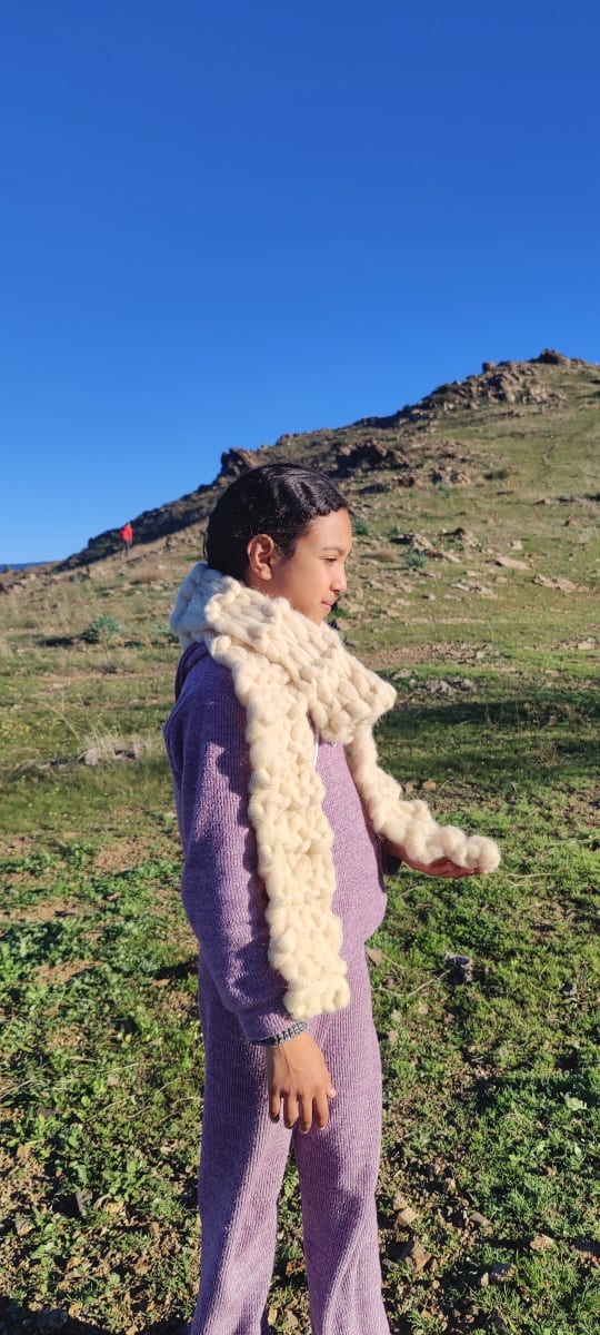  Handmade Wool Poncho Tadout - Wool White Morocco