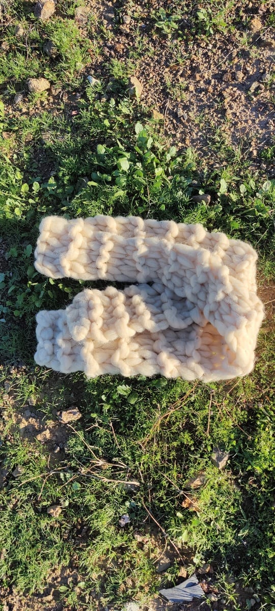  Handmade Wool Poncho Tadout - Wool White Morocco