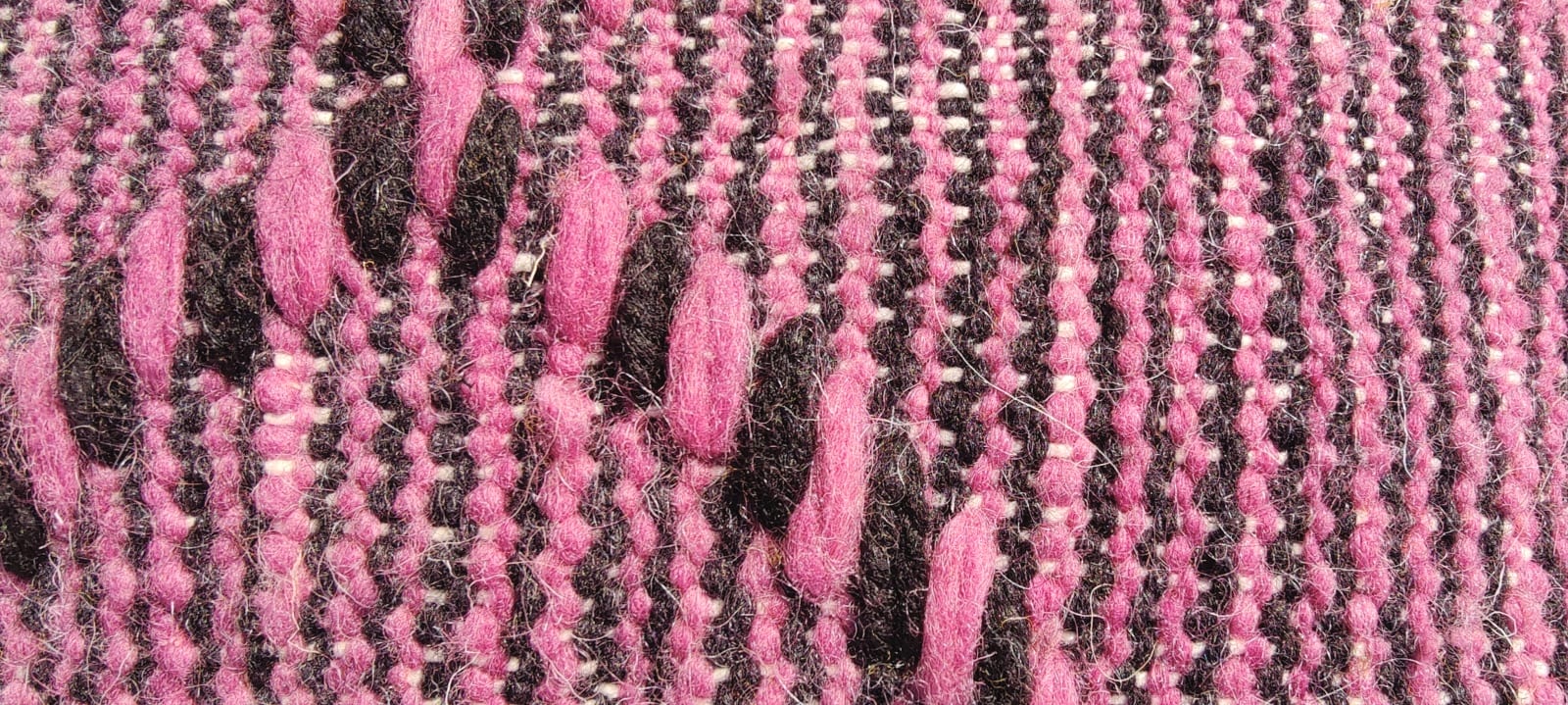  Pillow  Dyed Wool and Cotton Pink, Black Morocco