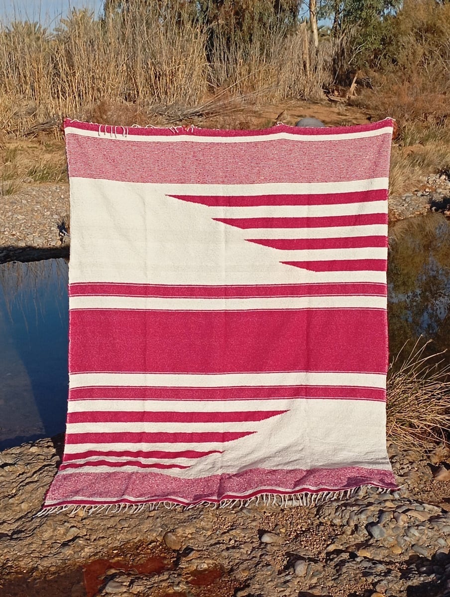  Mendeel Fabric Wool Threads Red, White Morocco