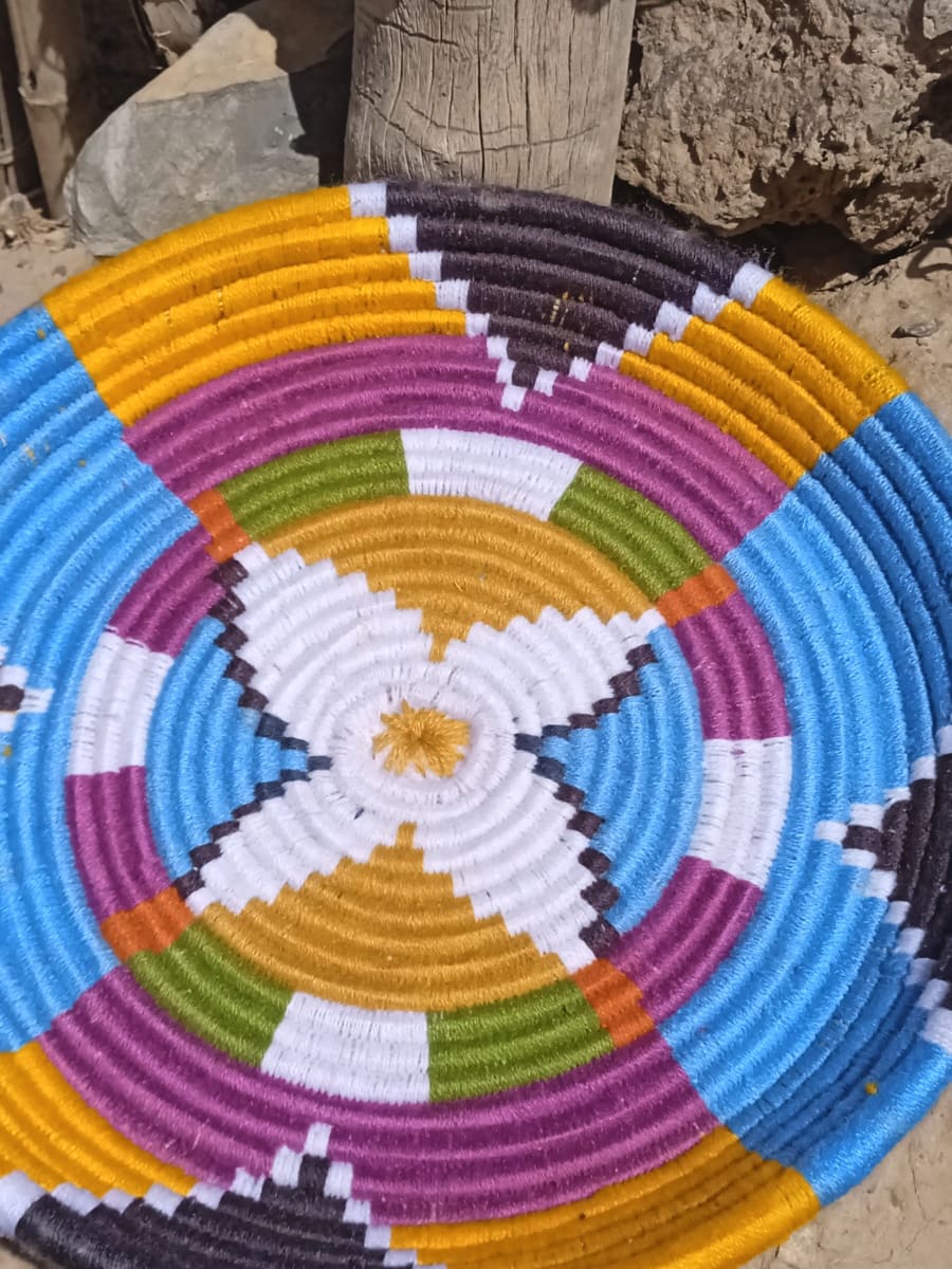  Basket Dyed Wool and Reed Colored Morocco
