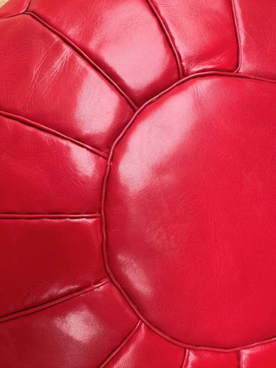  Pouf leather Red Morocco