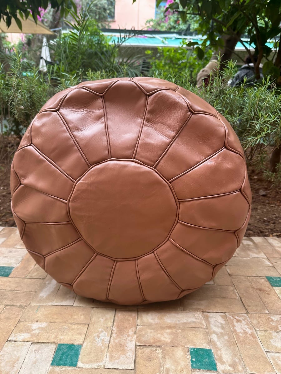  Pouf leather Brown Morocco
