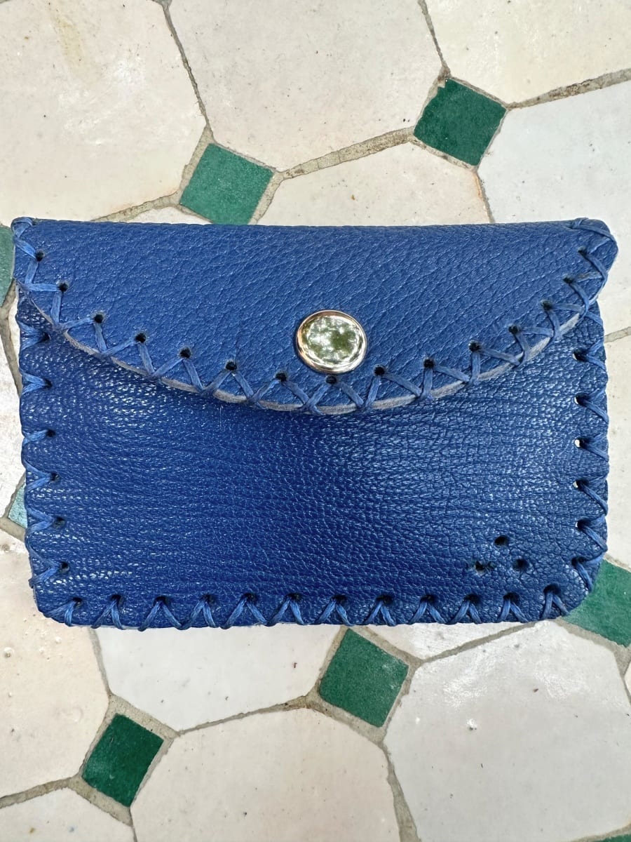   small bag leather and Sabra silk Blue Morocco