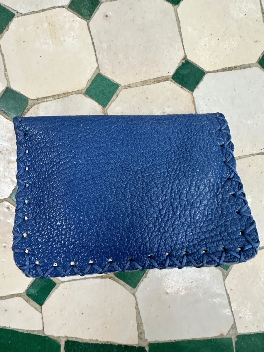  small bag leather and Sabra silk Blue Morocco