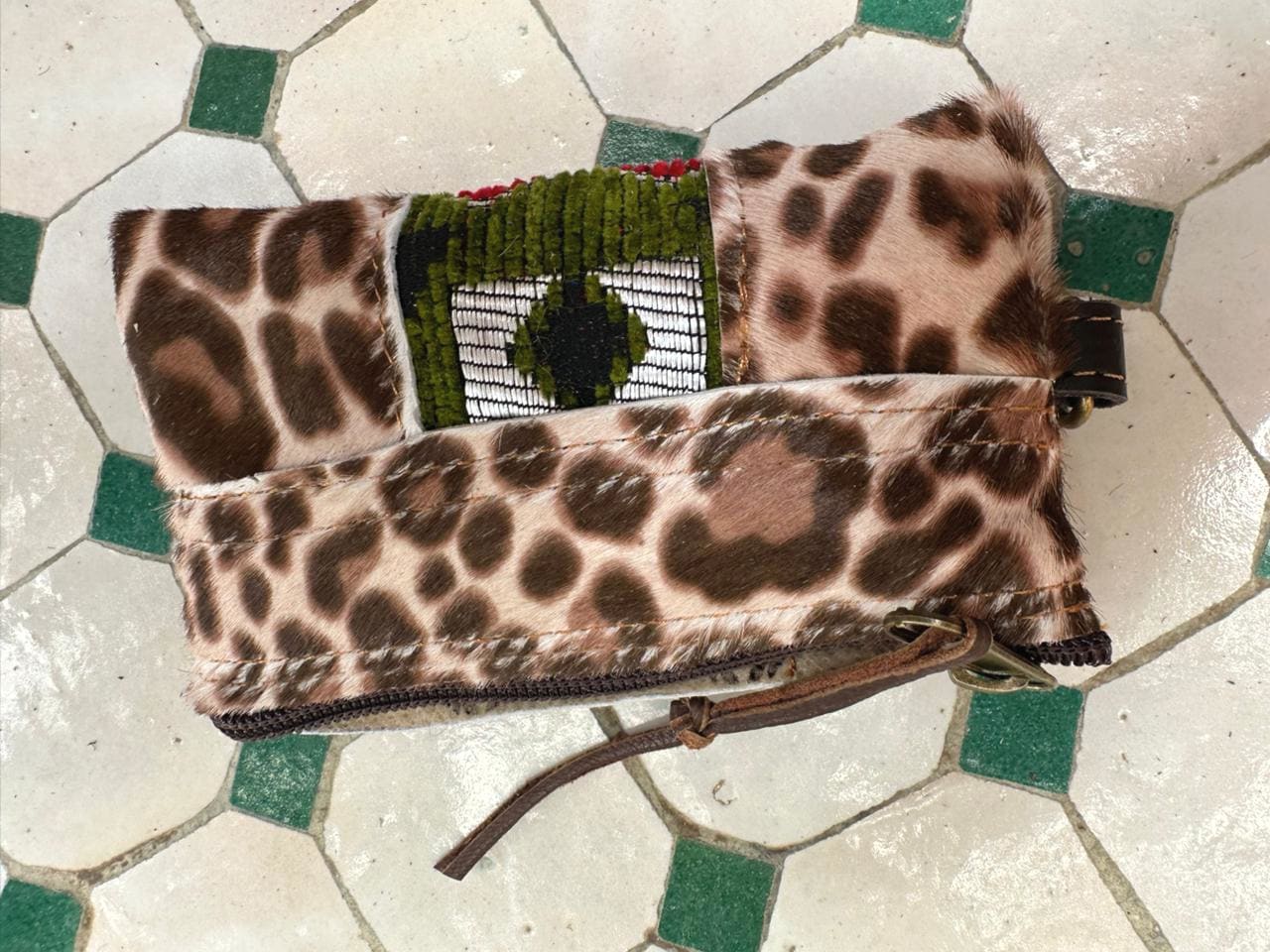   small bag leather Red, Green Morocco