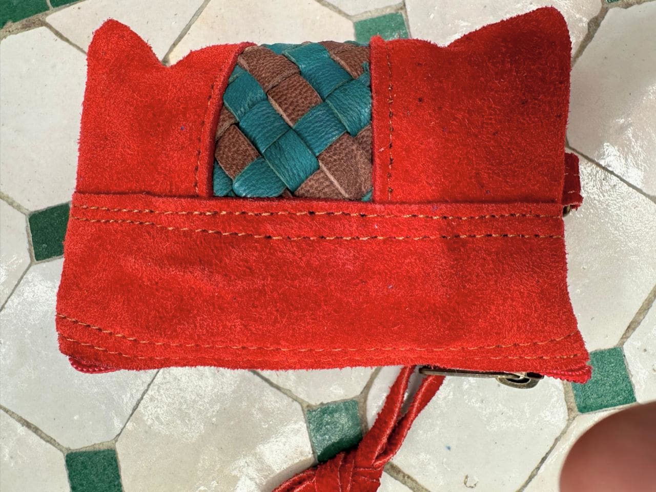   small bag leather Red, Light Blue Morocco