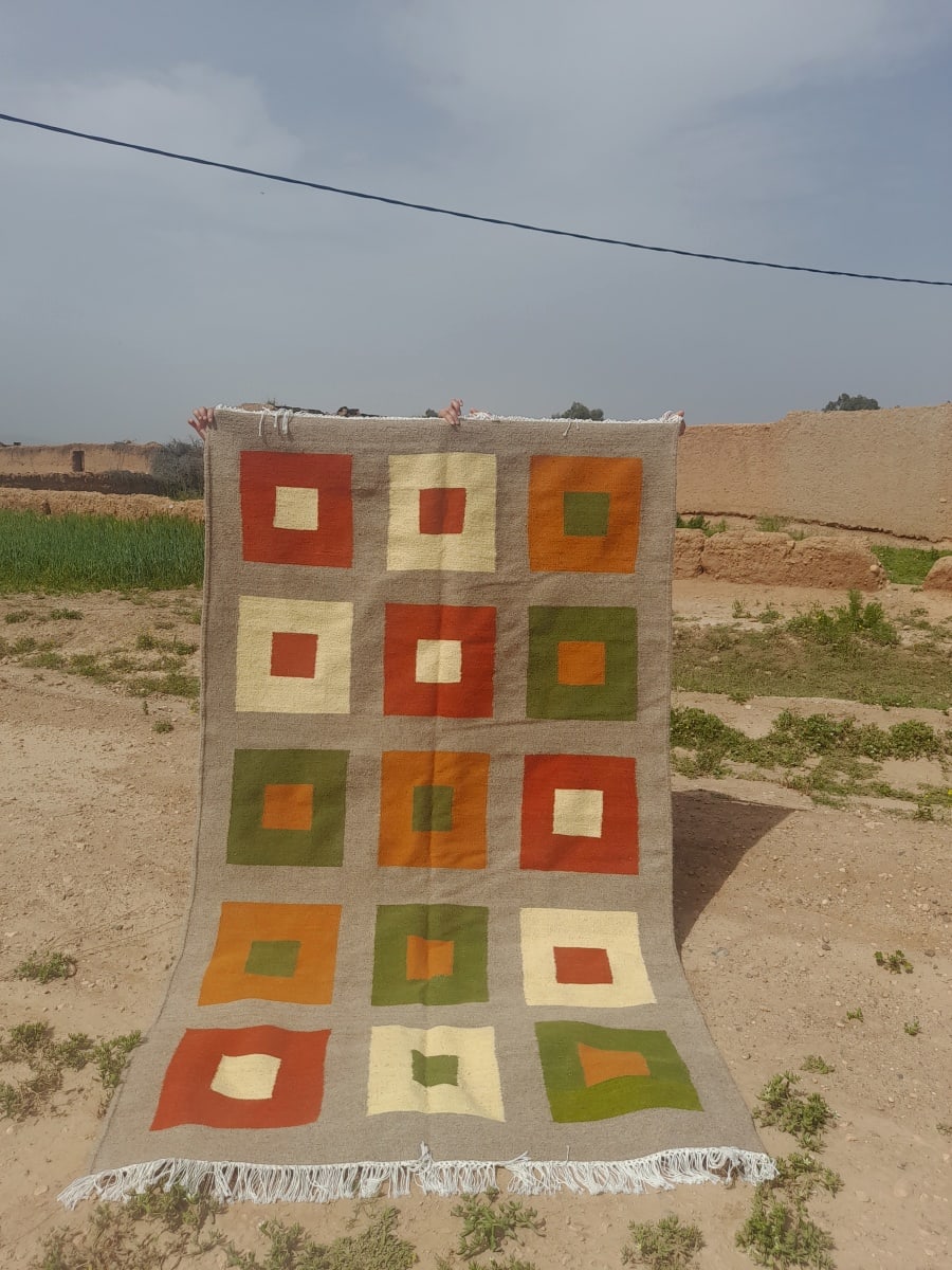  Flatweave  and  Yellow, Green Morocco