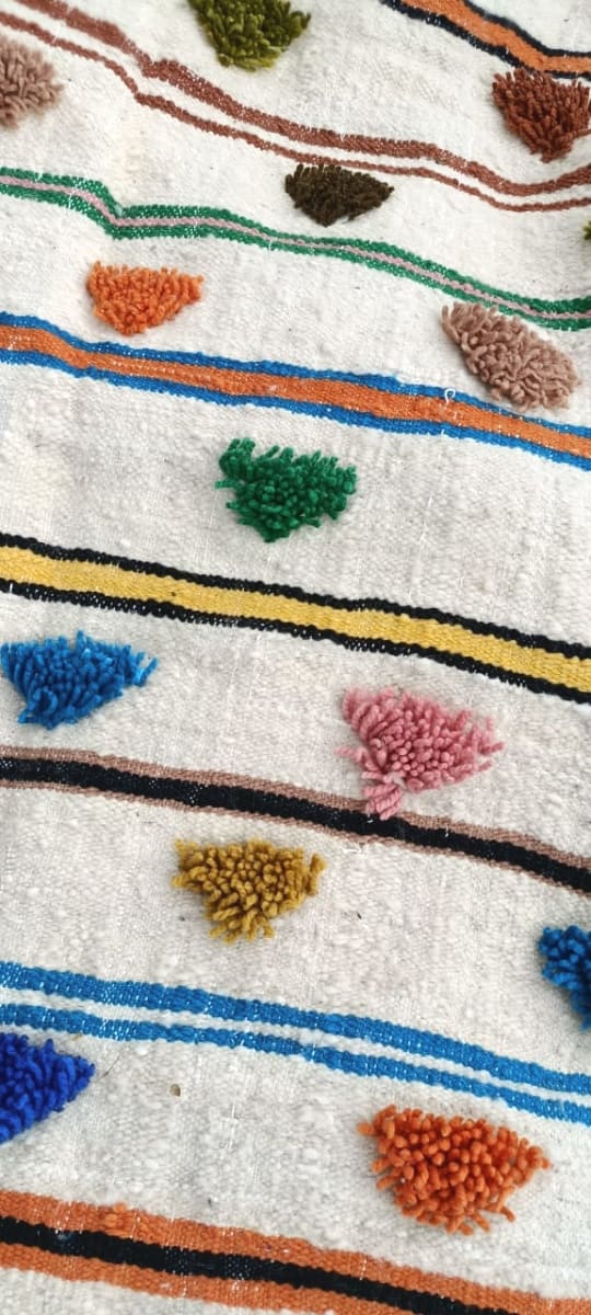  Flatweave rug Wool yarn and Wool Colored Morocco