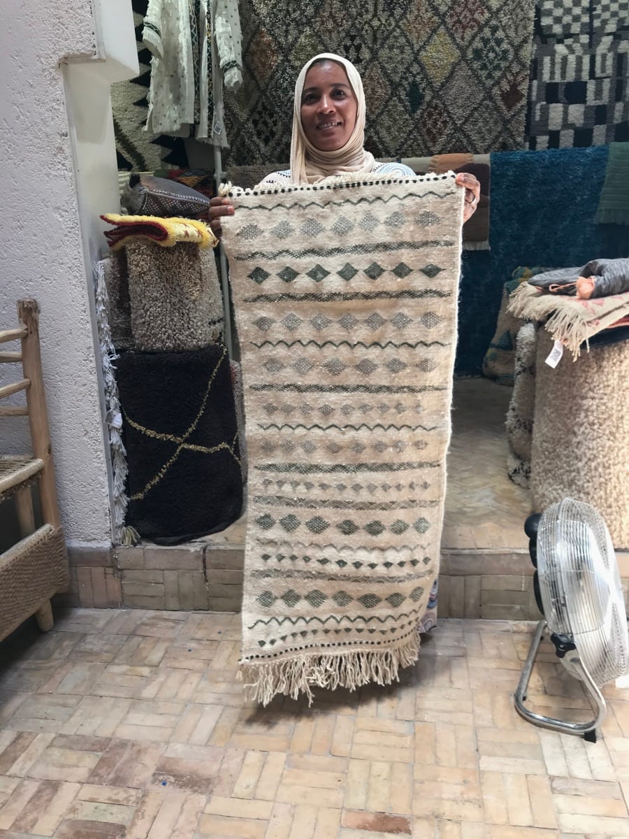   Natural Wool Light Blue, Grey Morocco