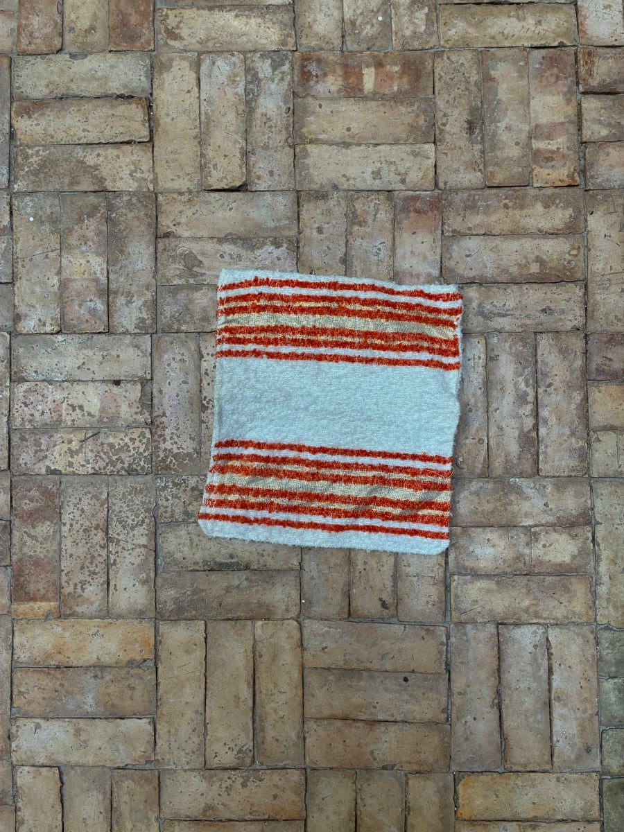  Mendeel Fabric Wool Orange, White Morocco