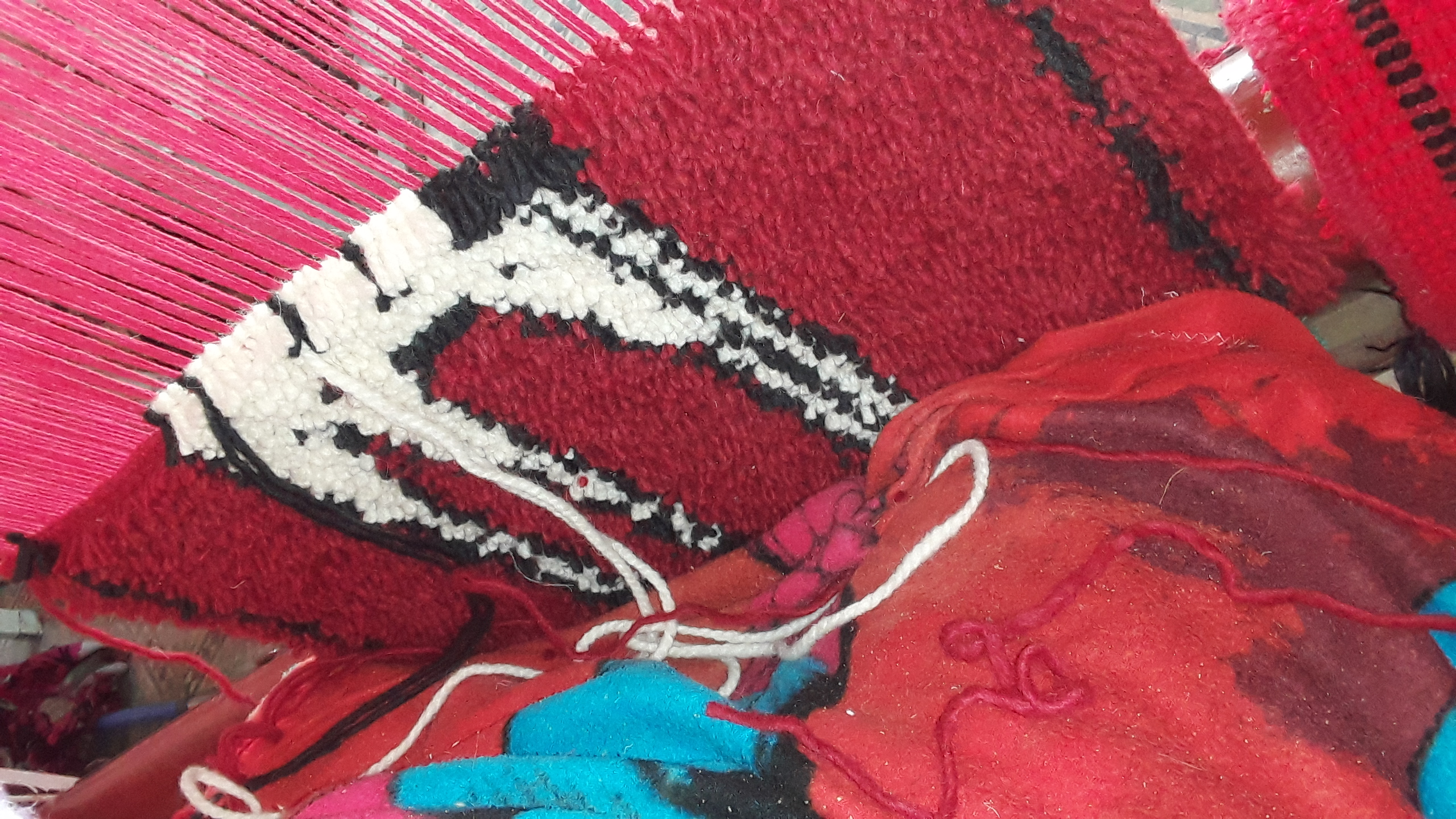  Pile Knot Rug Wool Red, Black Morocco