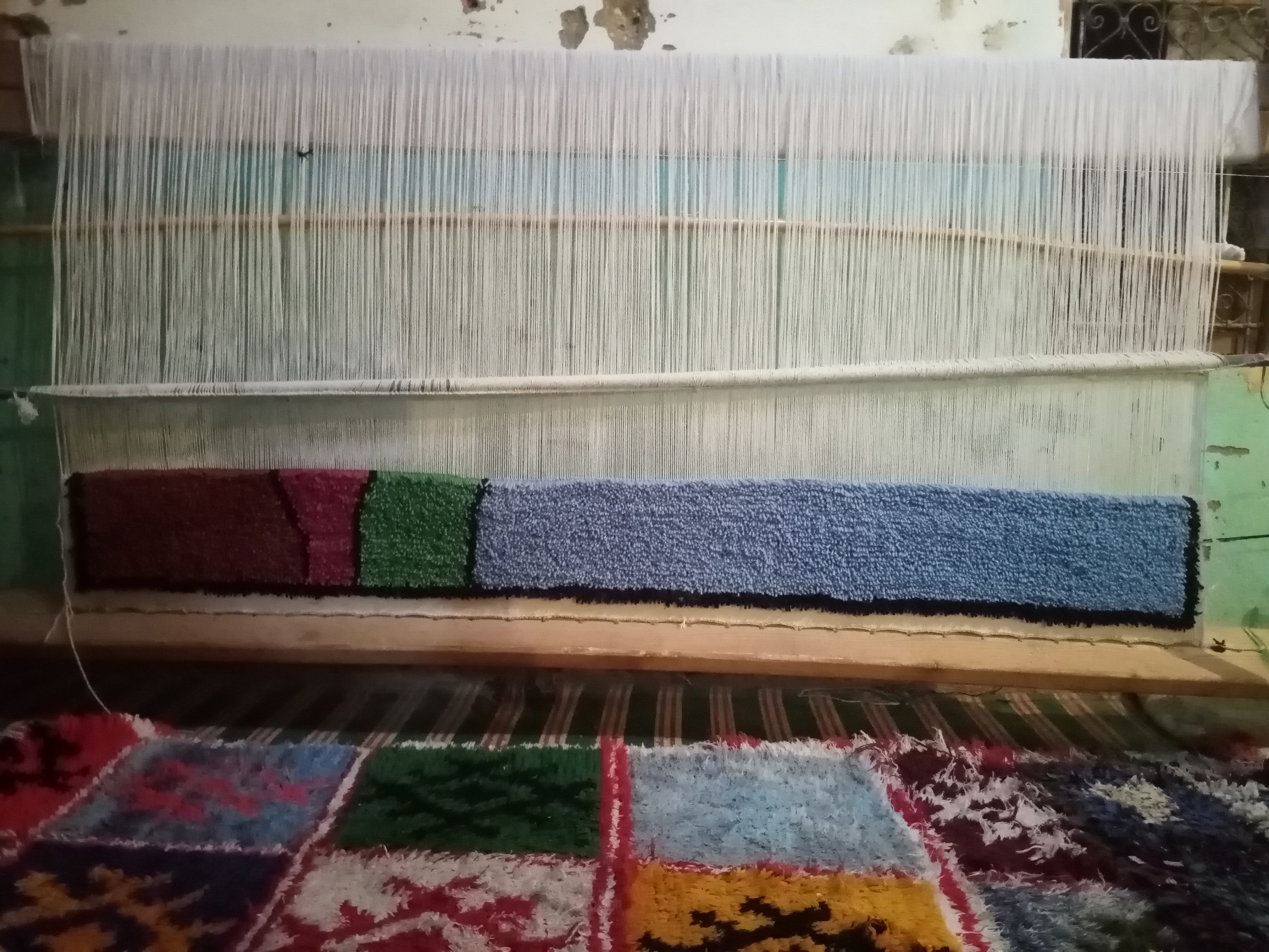  Pile Knot Rug Cotton String Colored Morocco