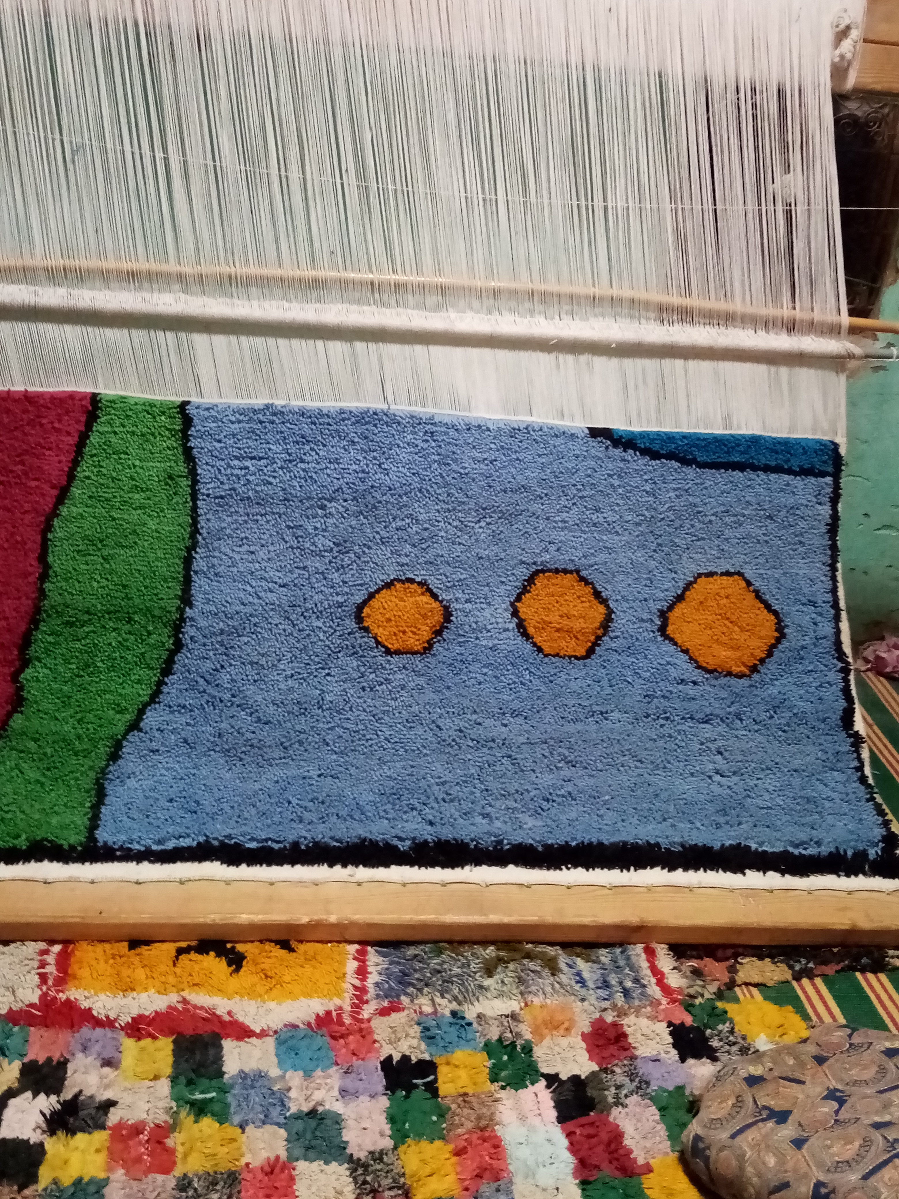  Pile Knot Rug Cotton String Colored Morocco